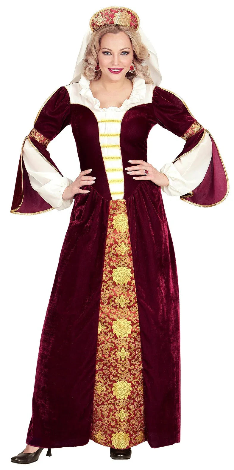 Disfraz de Reina Medieval Granate para Mujer Reyes y Reinas Medievales Widmann